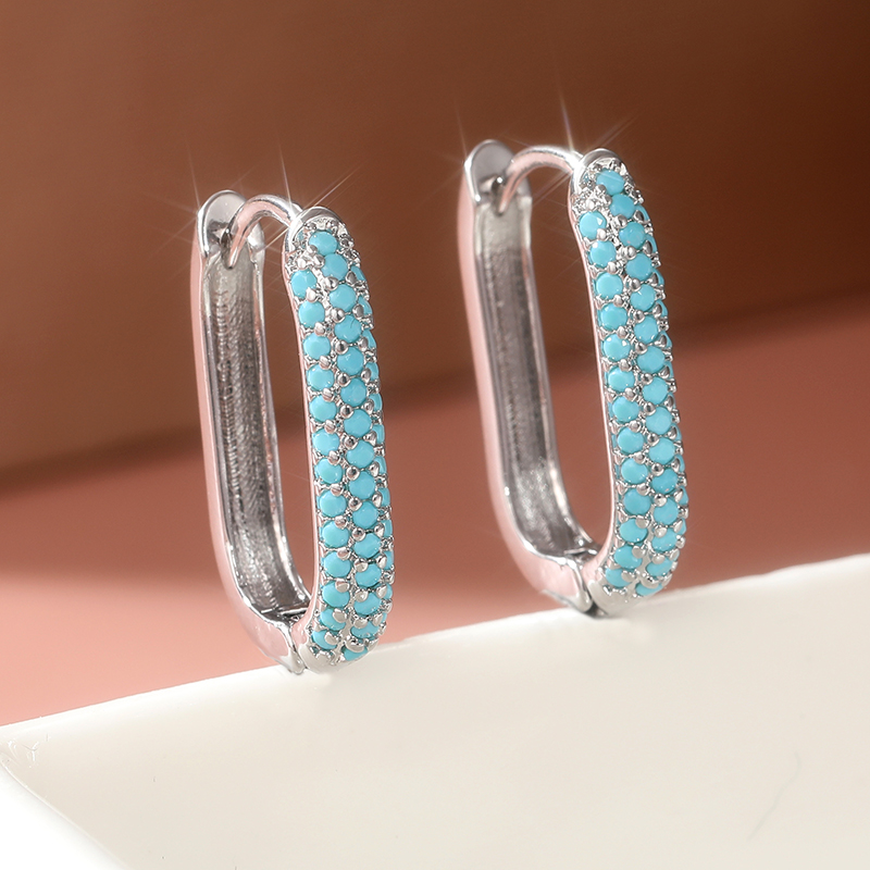 Turquoise Stone Ring - Exquisitos pendientes de aro con incrustaciones