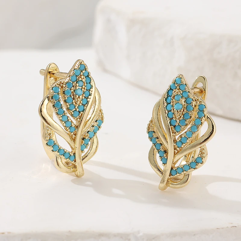 Turquoise Stone Ring - Pendientes de Aro con Forma de