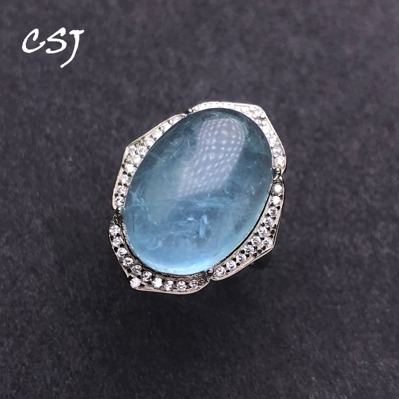 Turquoise Stone Ring - CSJ, anillos de Aguamarina Natural de