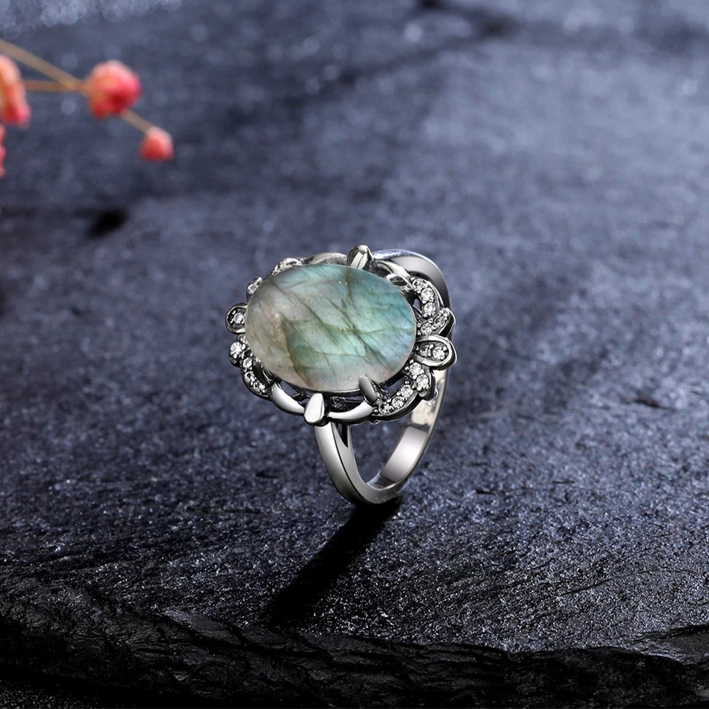 Anillos de piedra lunar Vintag - Turquoise Stone Ring reseña y precio