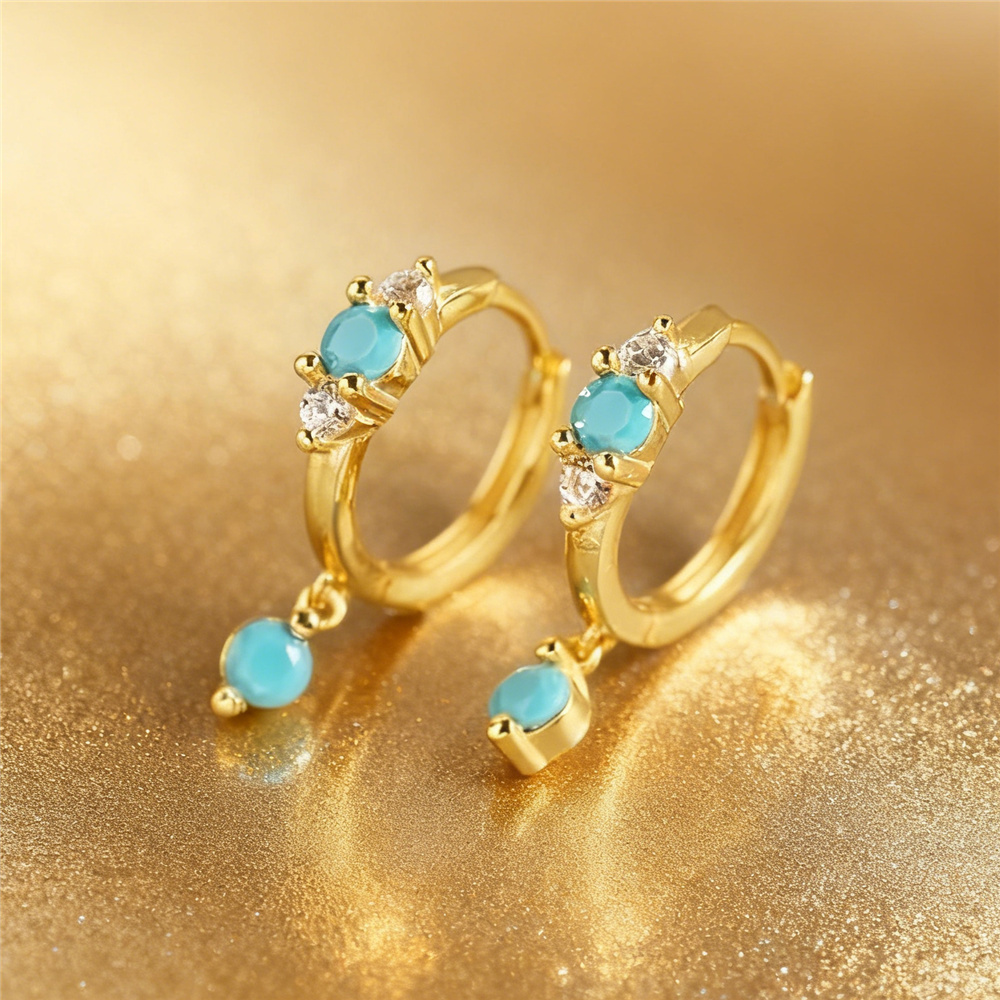 Pendientes de aro redondos con - Turquoise Stone Ring reseña y precio